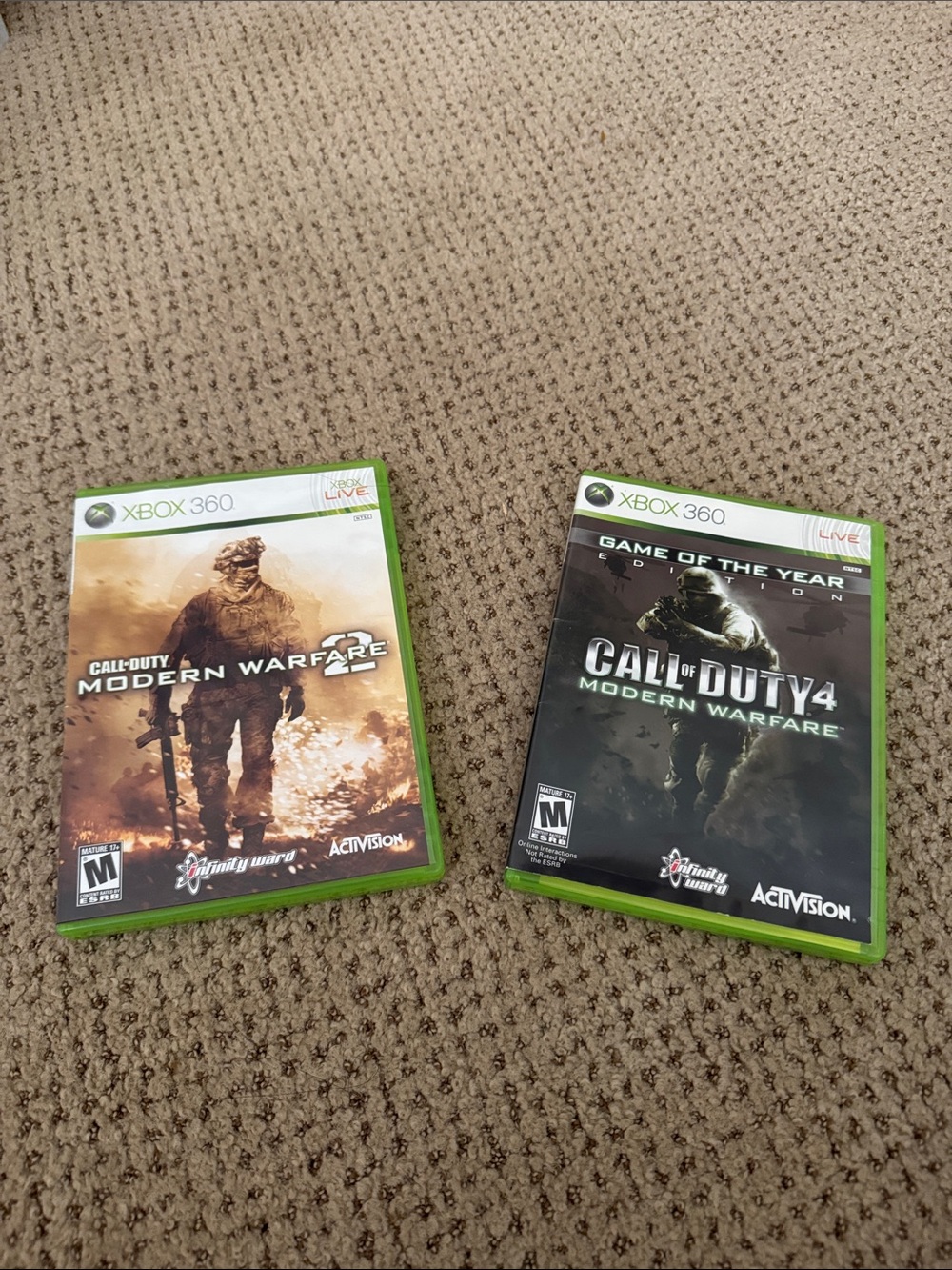Microsoft Xbox 360 Call of Duty Modern Warfare 2 & 4 Green Cases